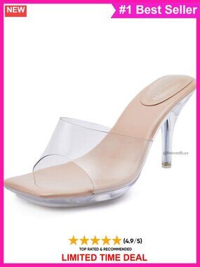 Clear Platform Heeled Sandals Open Toe Slip On Pumps for Women